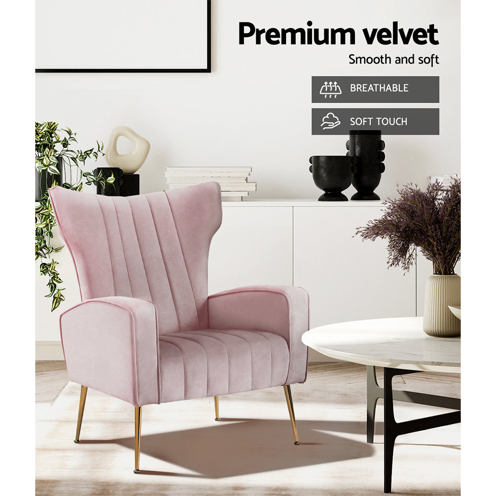 Armchair Lounge Chair Accent Armchairs Chairs Velvet Sofa Pink Seat - image6