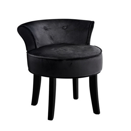 Velvet Vanity Stool Backrest Stools Dressing Table Chair Makeup Bedroom Black - image1