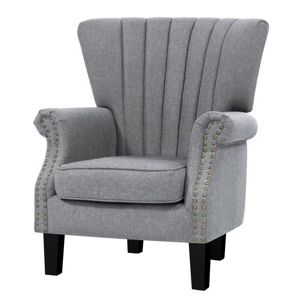 Upholstered Fabric Armchair Accent Tub Chairs Modern seat Sofa Lounge Grey - image1