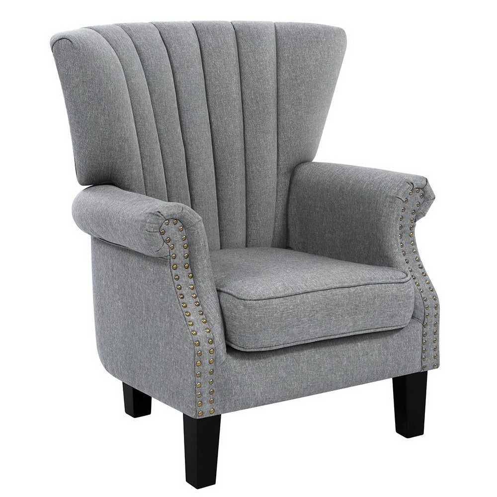 Upholstered Fabric Armchair Accent Tub Chairs Modern seat Sofa Lounge Grey - image2