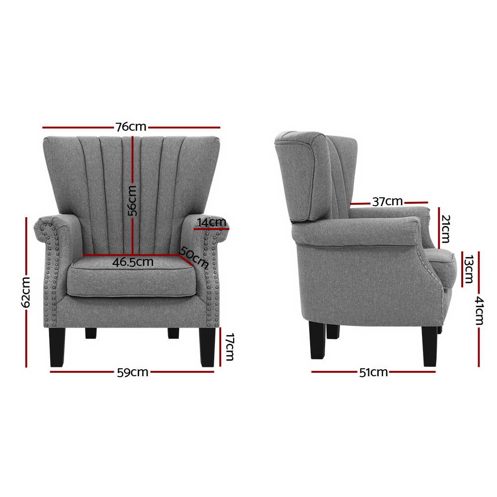 Upholstered Fabric Armchair Accent Tub Chairs Modern seat Sofa Lounge Grey - image3