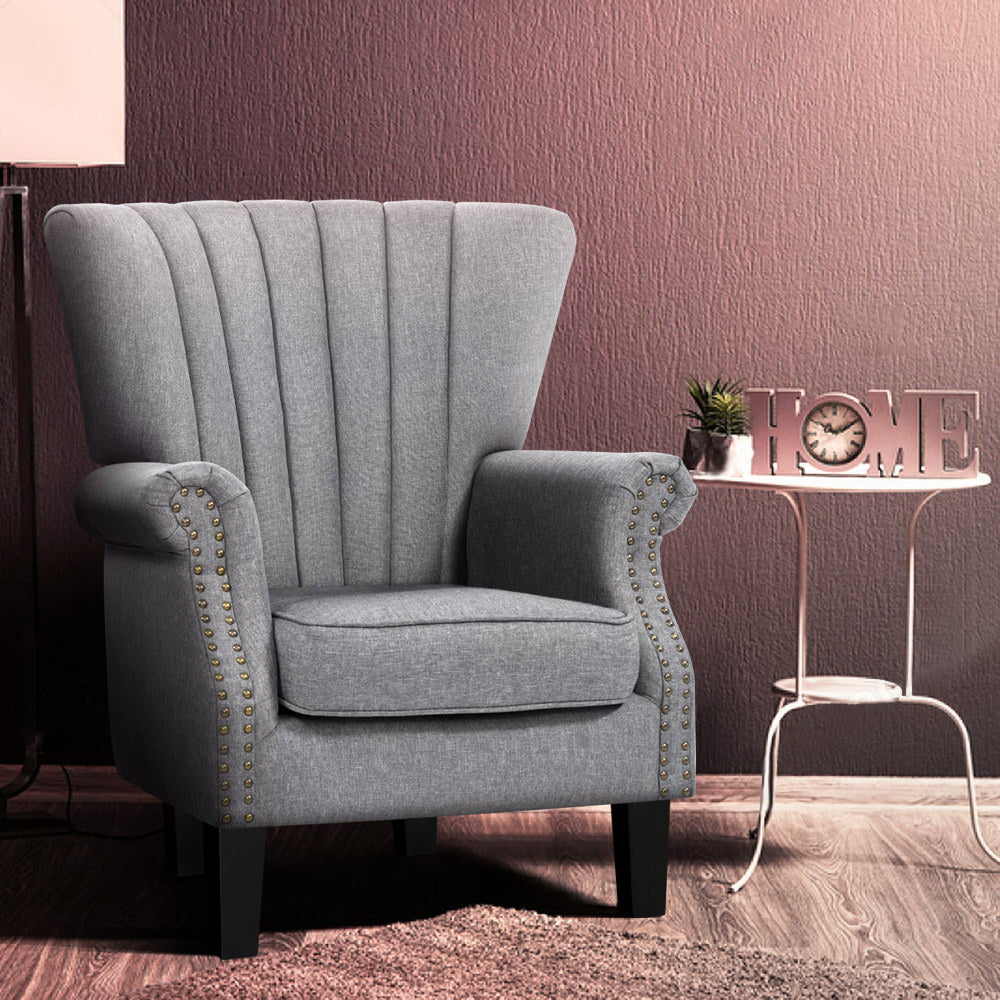 Upholstered Fabric Armchair Accent Tub Chairs Modern seat Sofa Lounge Grey - image7