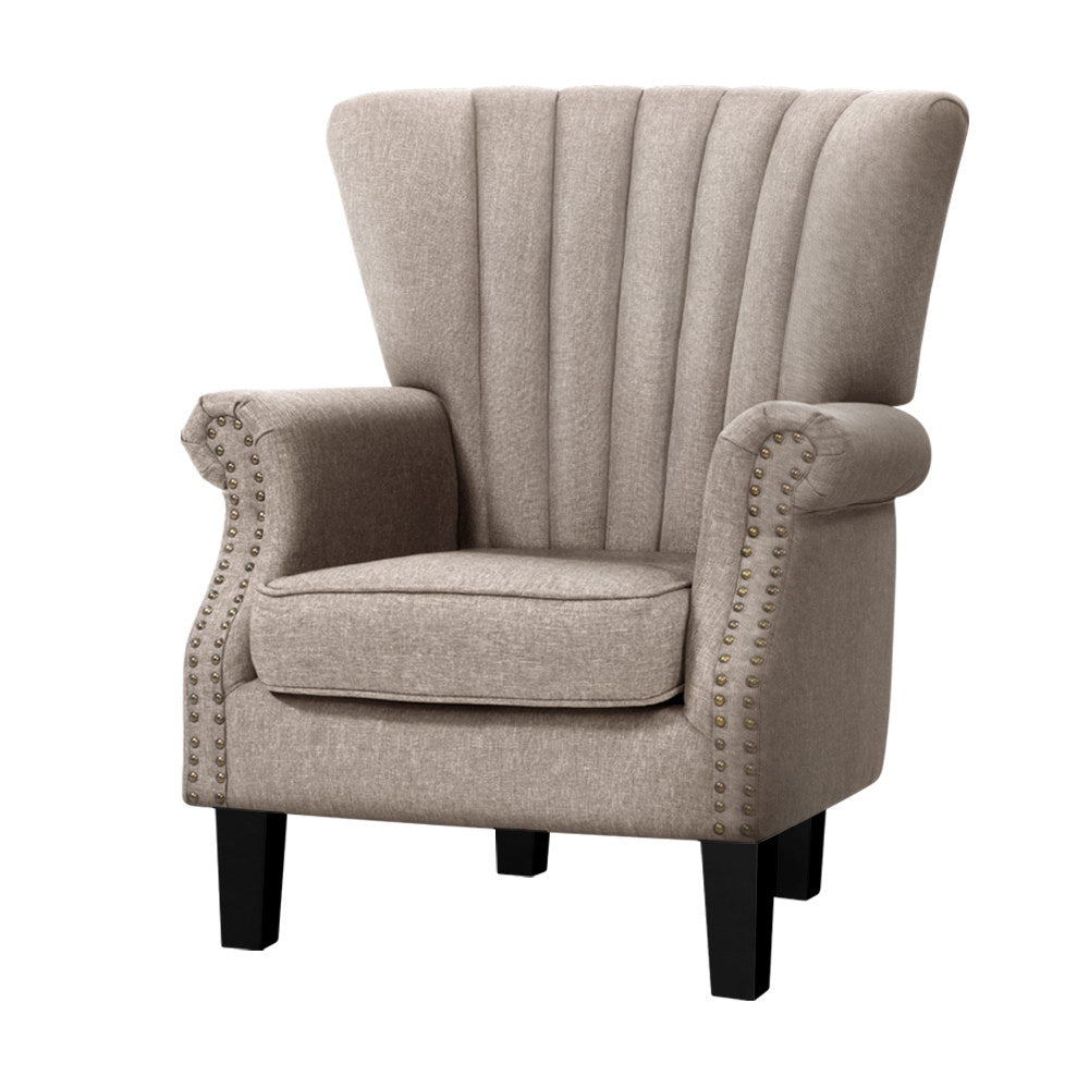 Armchair Lounge Chair Accent Chairs Armchairs Fabric Single Sofa Beige - image1