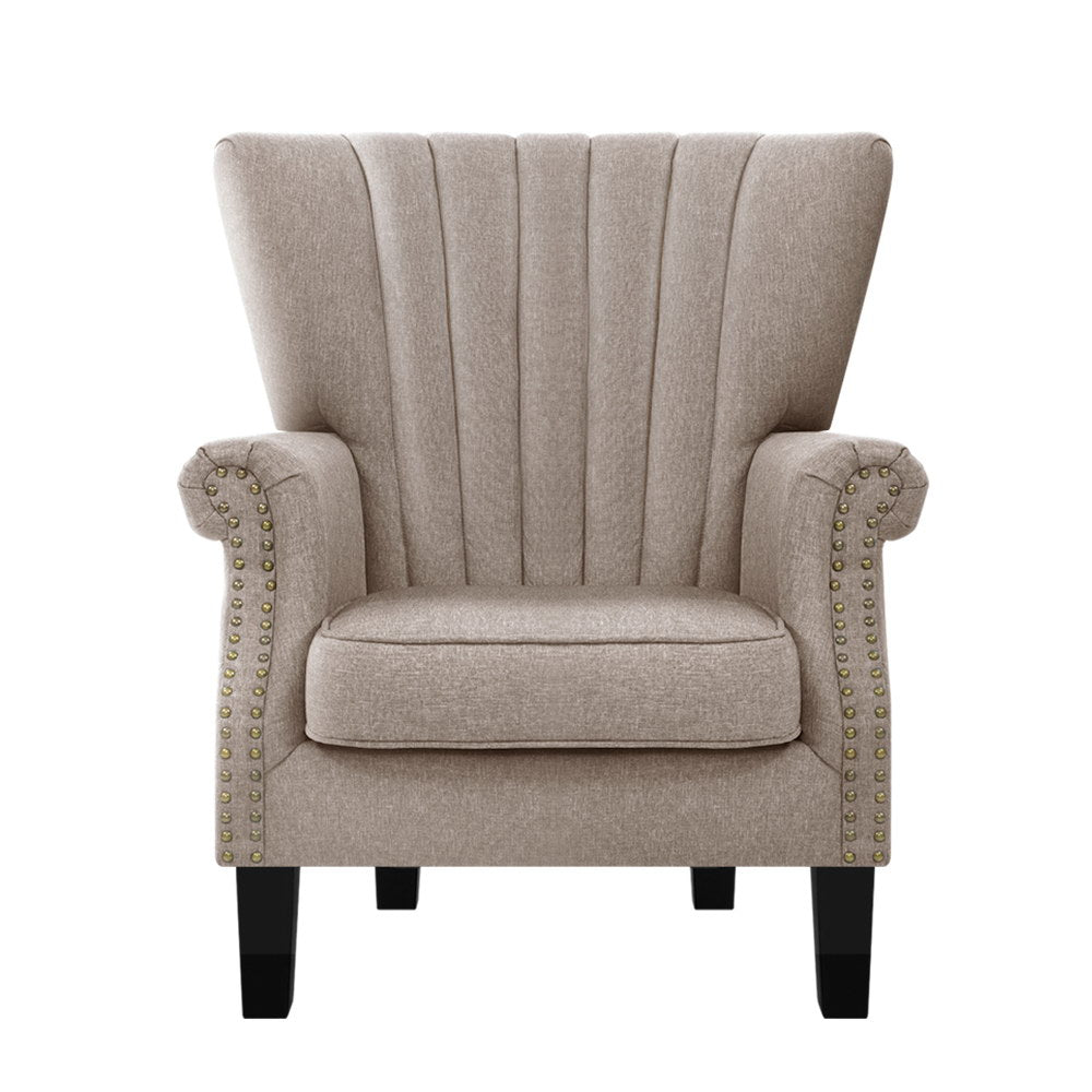 Armchair Lounge Chair Accent Chairs Armchairs Fabric Single Sofa Beige - image3