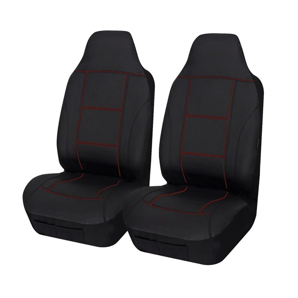 Universal Lavish Front Seat Covers Size 60/25 | Black/Red Stitching - image1