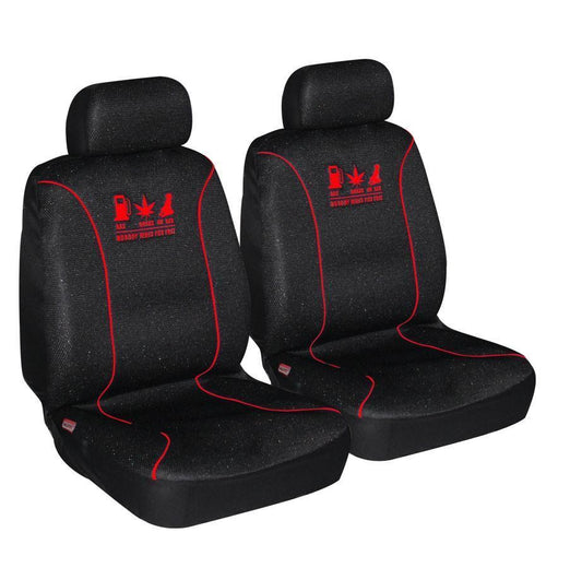 Universal 60/25 Airbag Front Seat Cover Nobody Rides For Free - Red - image1