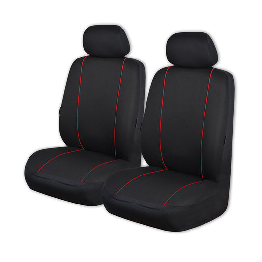 Universal Pinnacle Front Seat Covers Size 30/35 | Black/Red Piping - image1