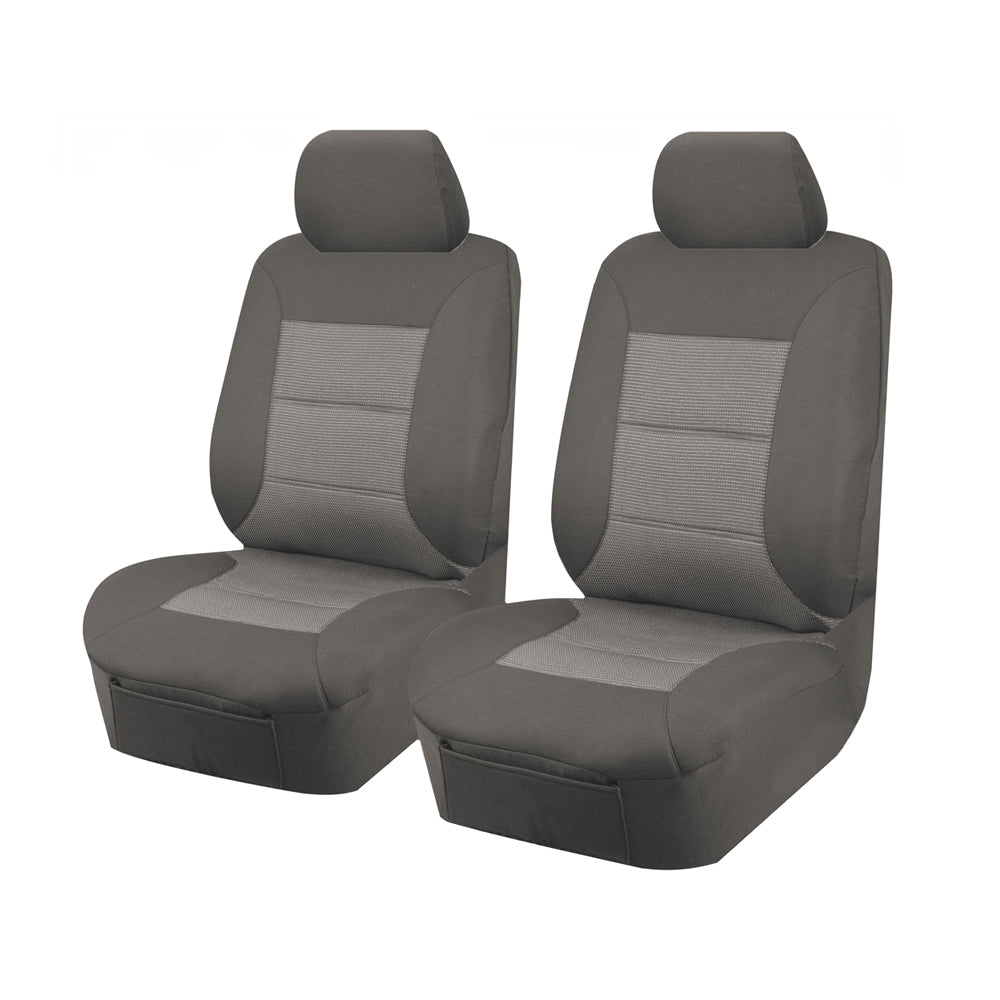 Seat Covers for MITSUBISHI TRITON MQ SERIES 01/2015 - ON DUAL / CLUB CAB UTILITY FRONT 2X BUCKETS GREY PREMIUM - image1