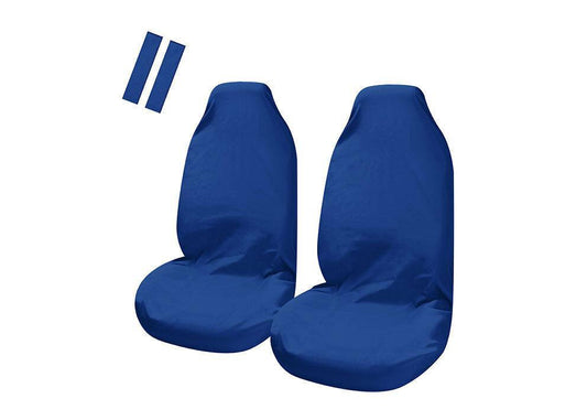 Universal Pulse Throwover Front Seat Covers - Bonus Seat Belt Buddies | Blue - image1