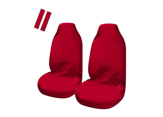 Universal Pulse Throwover Front Seat Covers - Bonus Seat Belt Buddies | Red - image1