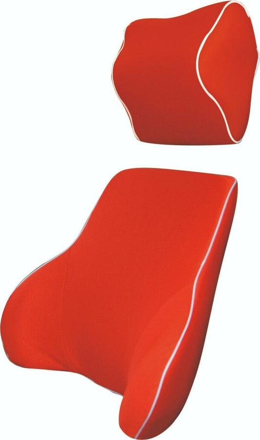 Red Memory Foam Lumbar Back & Neck Pillow Support Back Cushion Office Car Seat - image1