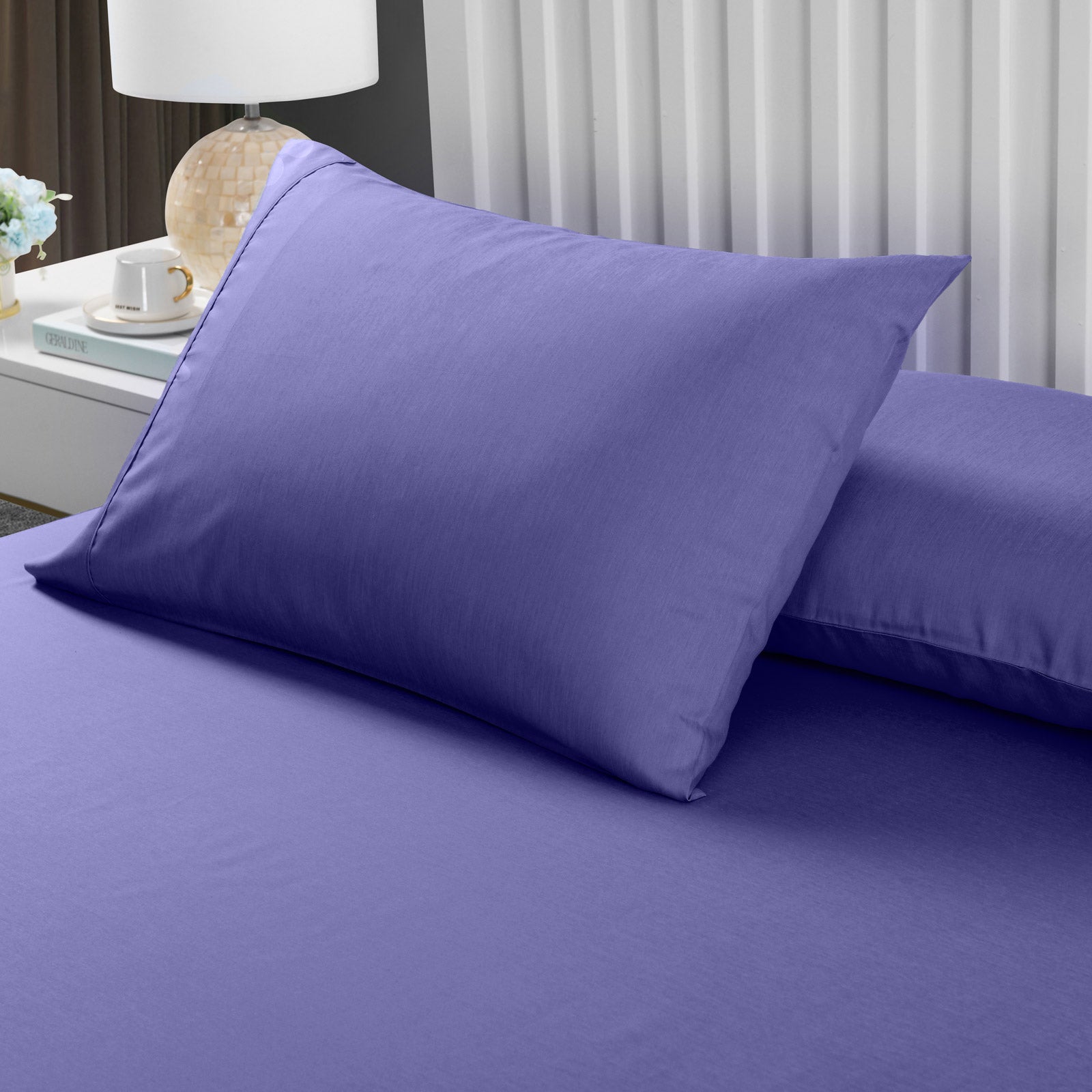 Royal Comfort 2000TC 3 Piece Fitted Sheet and Pillowcase Set Bamboo Cooling King Royal Blue - image4