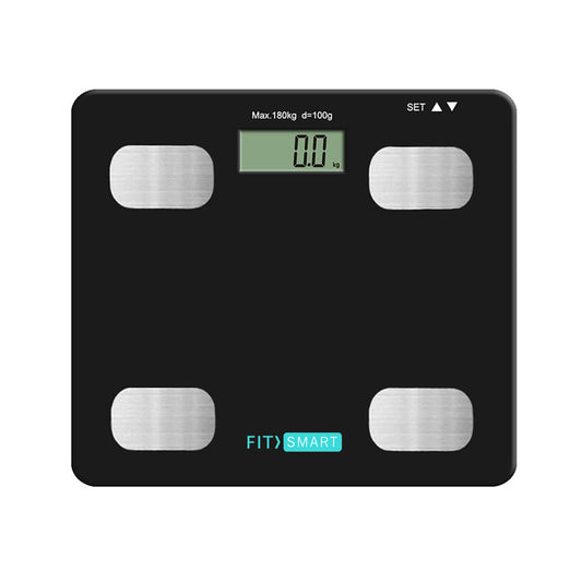 FitSmart Electronic Floor Body Scale Black Digital LCD Glass Tracker Bathroom - image1