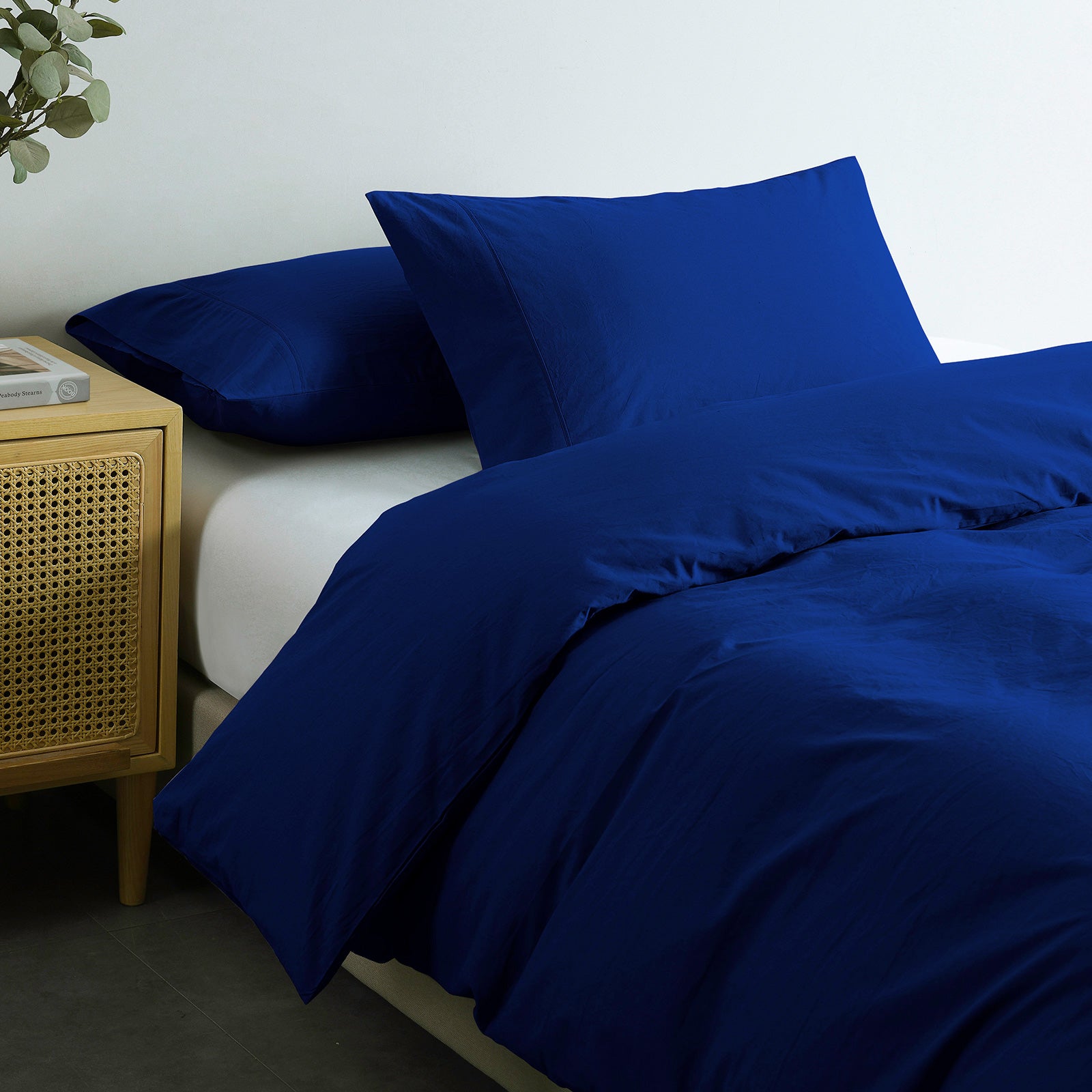 Royal Comfort Vintage Washed 100% Cotton Quilt Cover Set Bedding Ultra Soft Single Royal Blue - image4