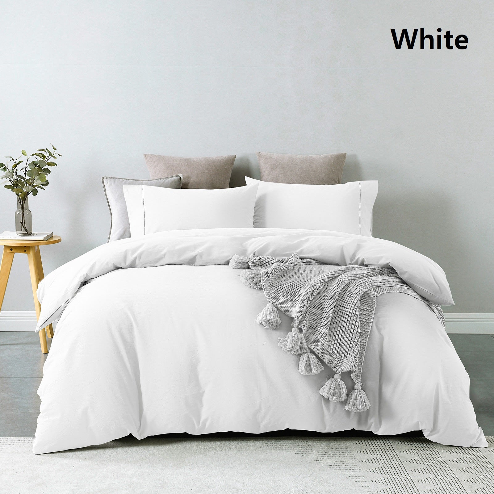 Royal Comfort Vintage Washed 100% Cotton Quilt Cover Set Bedding Ultra Soft Double White - image5