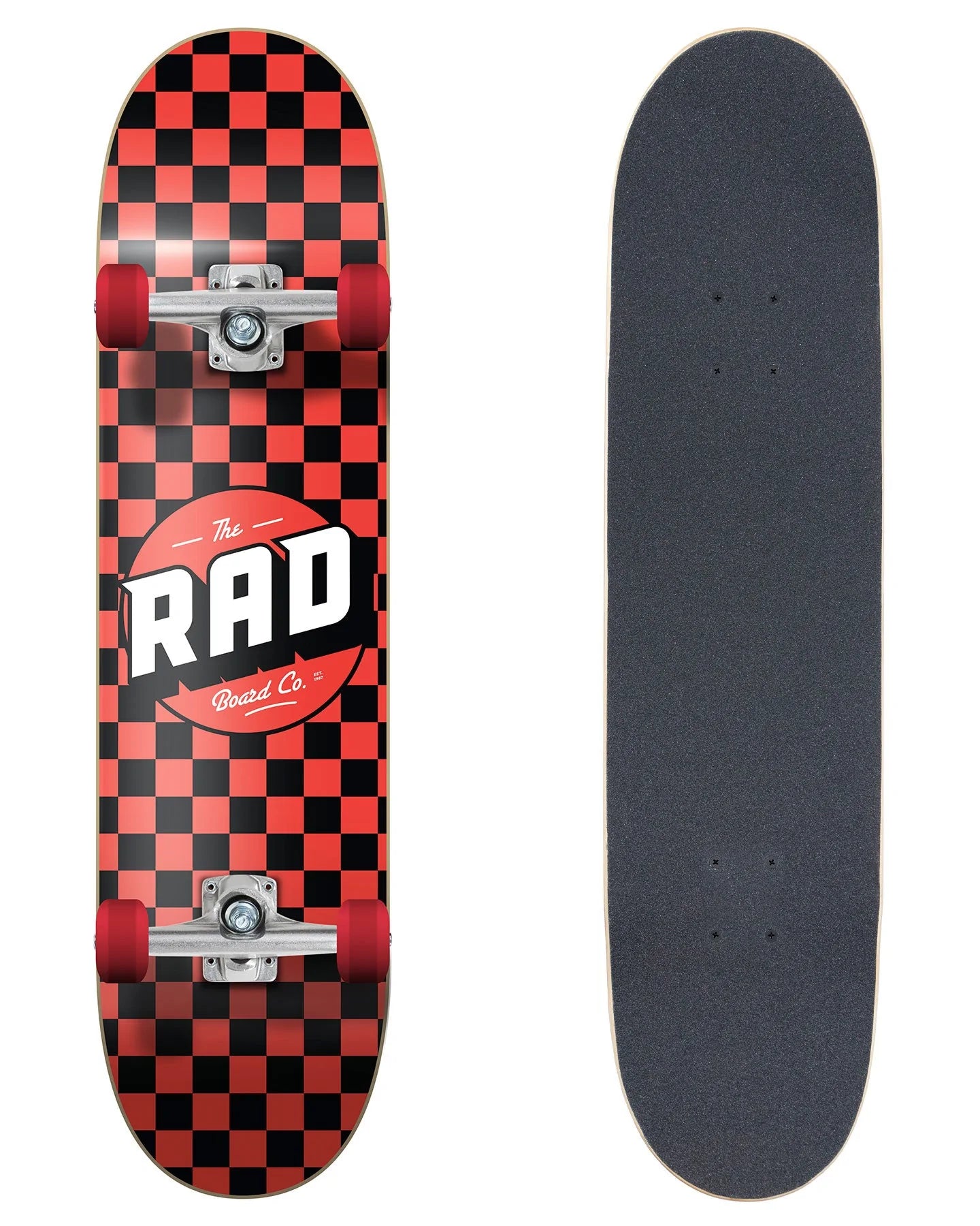 Rad Complete Dude Crew 7" x 30" Skateboard - Checkers Black / Red - image4