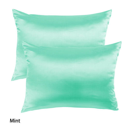 Royal Comfort Soft Silk Hypoallergenic Pillowcase Twin Pack 51 x 76cm 51 x 76 cm Mint - image1