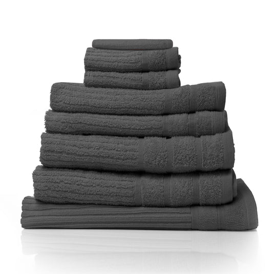 Royal Comfort Eden Egyptian Cotton 600GSM 8 Piece Luxury Bath Towels Set - Granite - image1