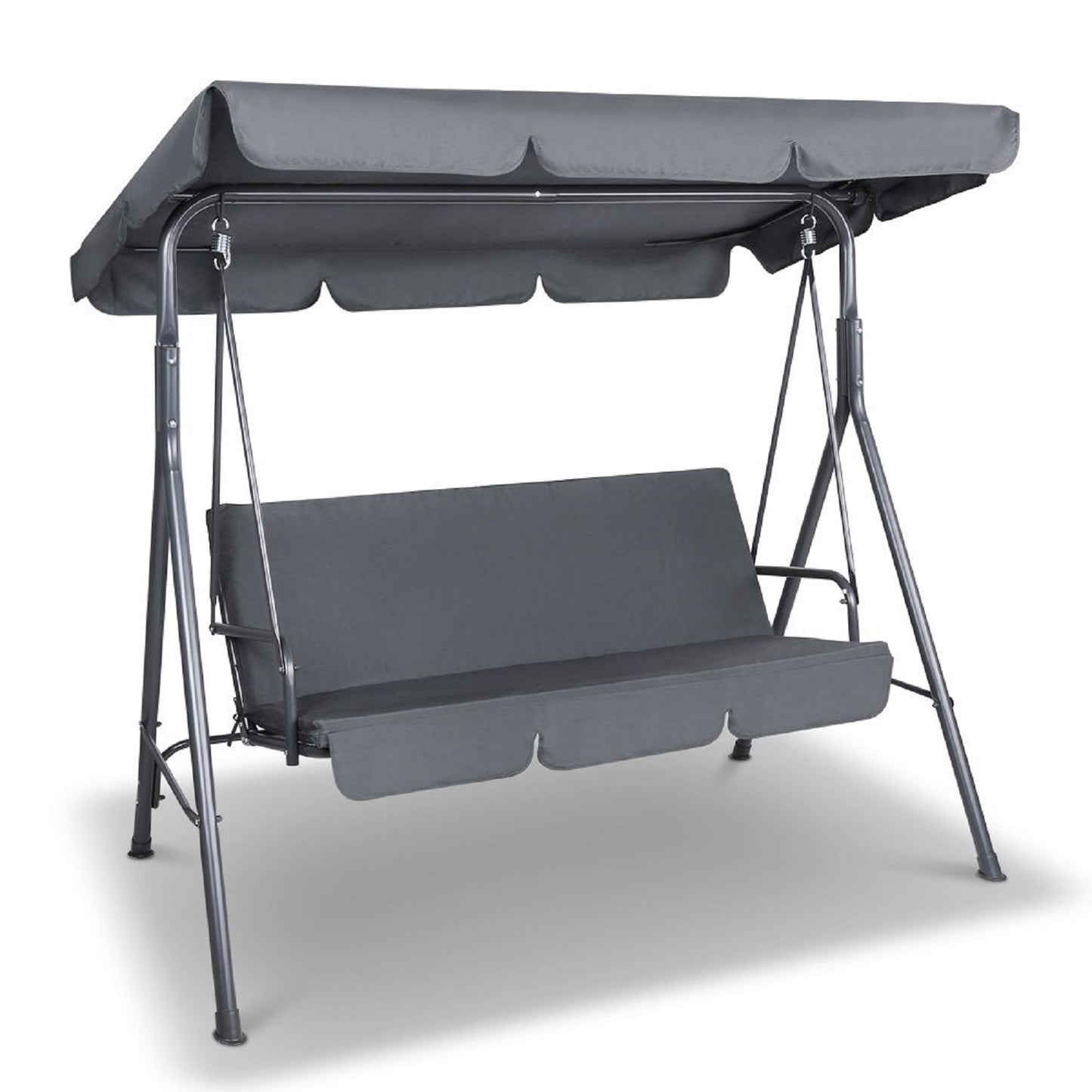 Milano Outdoor Swing Bench Seat Chair Canopy Furniture 3 Seater Garden Hammock - Grey - image4
