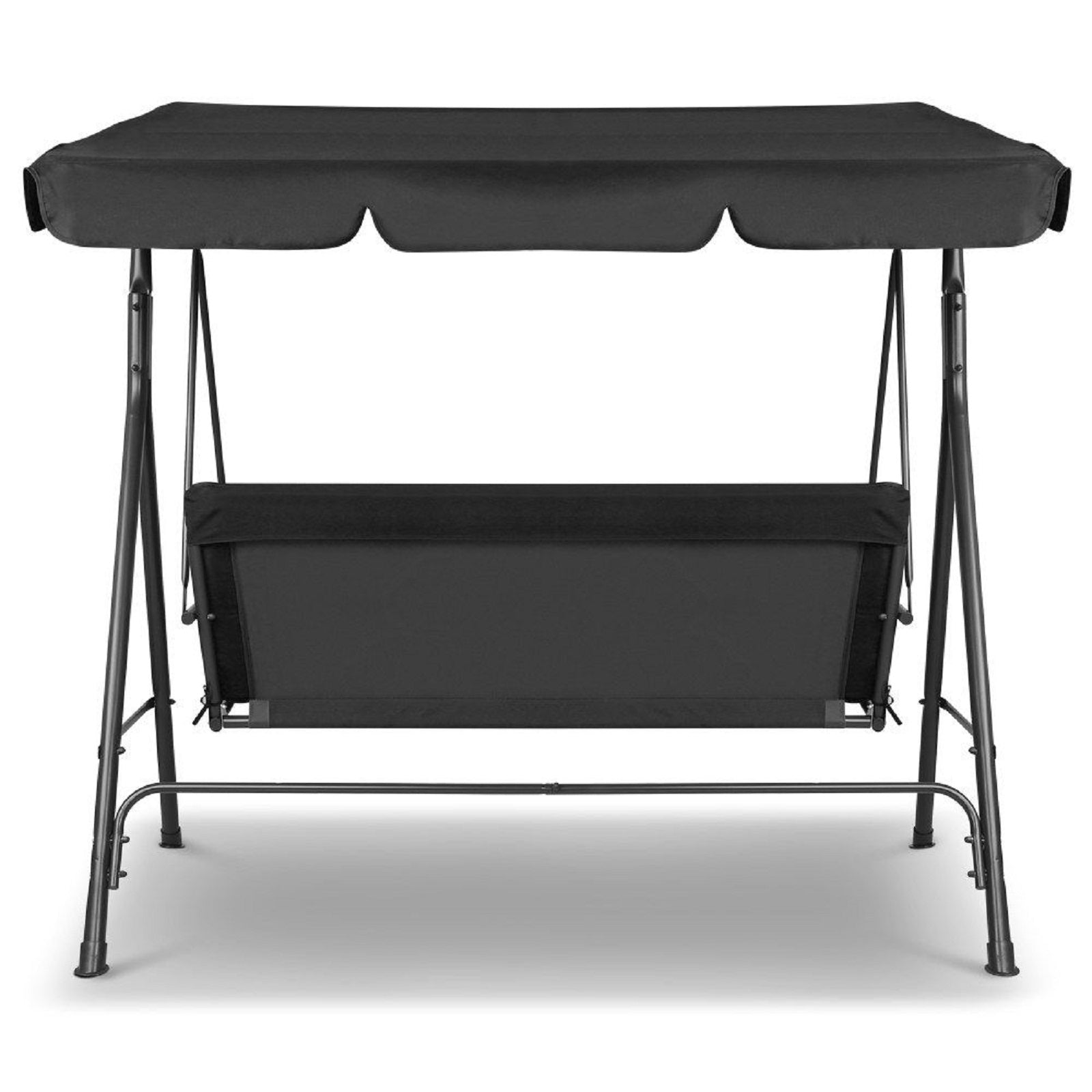Milano Outdoor Swing Bench Seat Chair Canopy Furniture 3 Seater Garden Hammock - Black - image5