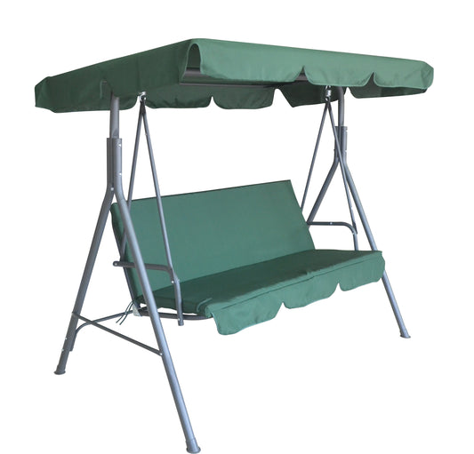 Milano Outdoor Swing Bench Seat Chair Canopy Furniture 3 Seater Garden Hammock - Dark Green - image1