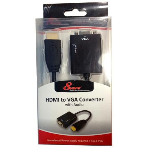 8WARE HDMI 19-pin to VGA 15-pin Male to Female Converter without Power Adapter plus 3.5mm Stereo Audio Out - image1