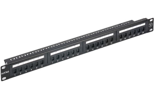 ASTROTEK 24 Ports UTP Patch Panel CAT6 RJ45 for 19" 1RU Rack Mount Data Network Cabinet Server PCB Type 110/Krone 3U\\' Black LS - image1