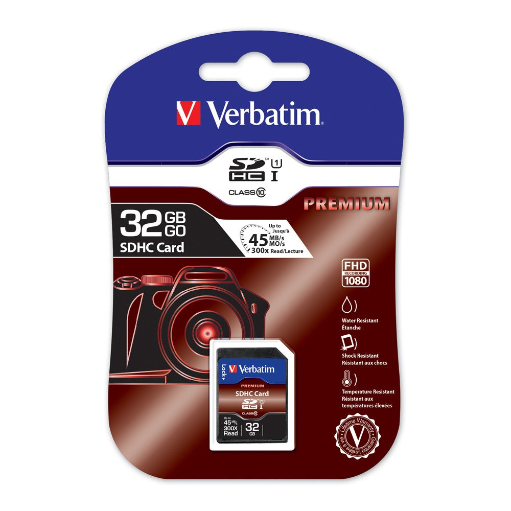 VERBATIM SDHC 32GB (Class 10) Up to 45MB/Sec 300X read speed - image1