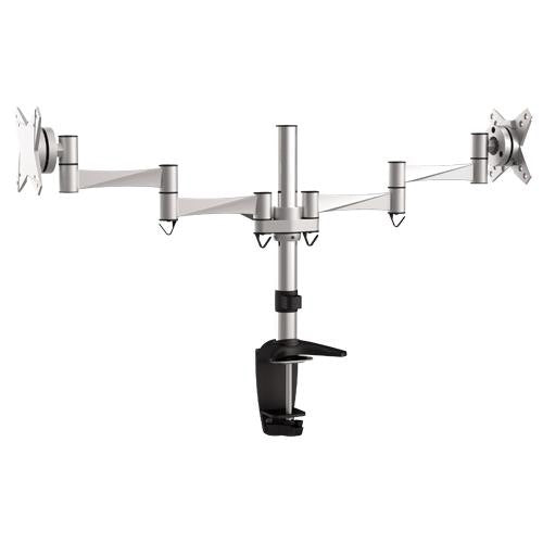 Brateck Dual Monitor Elegant Aluminium w/Arm&Desk Clamp Silver VESA75/100mm Up to27' - image1