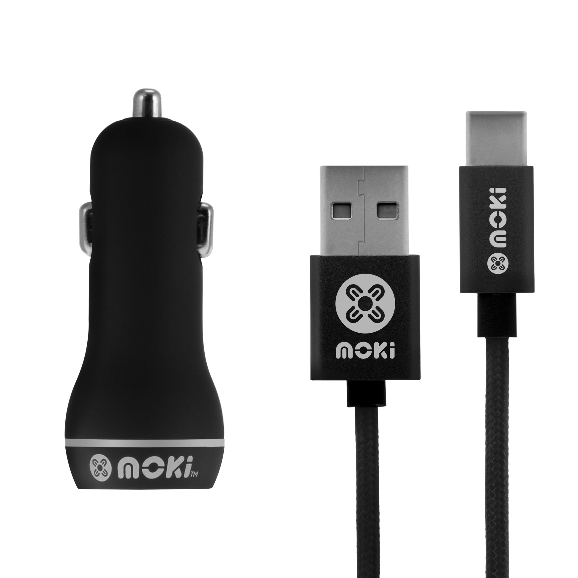 MOKI Type-C SynCharge Braided Cable + Car Charger - image1