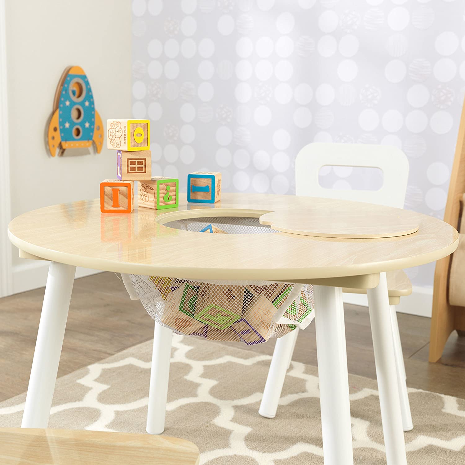 Round Table and 2 Chair Set for children (White Natural) - image9