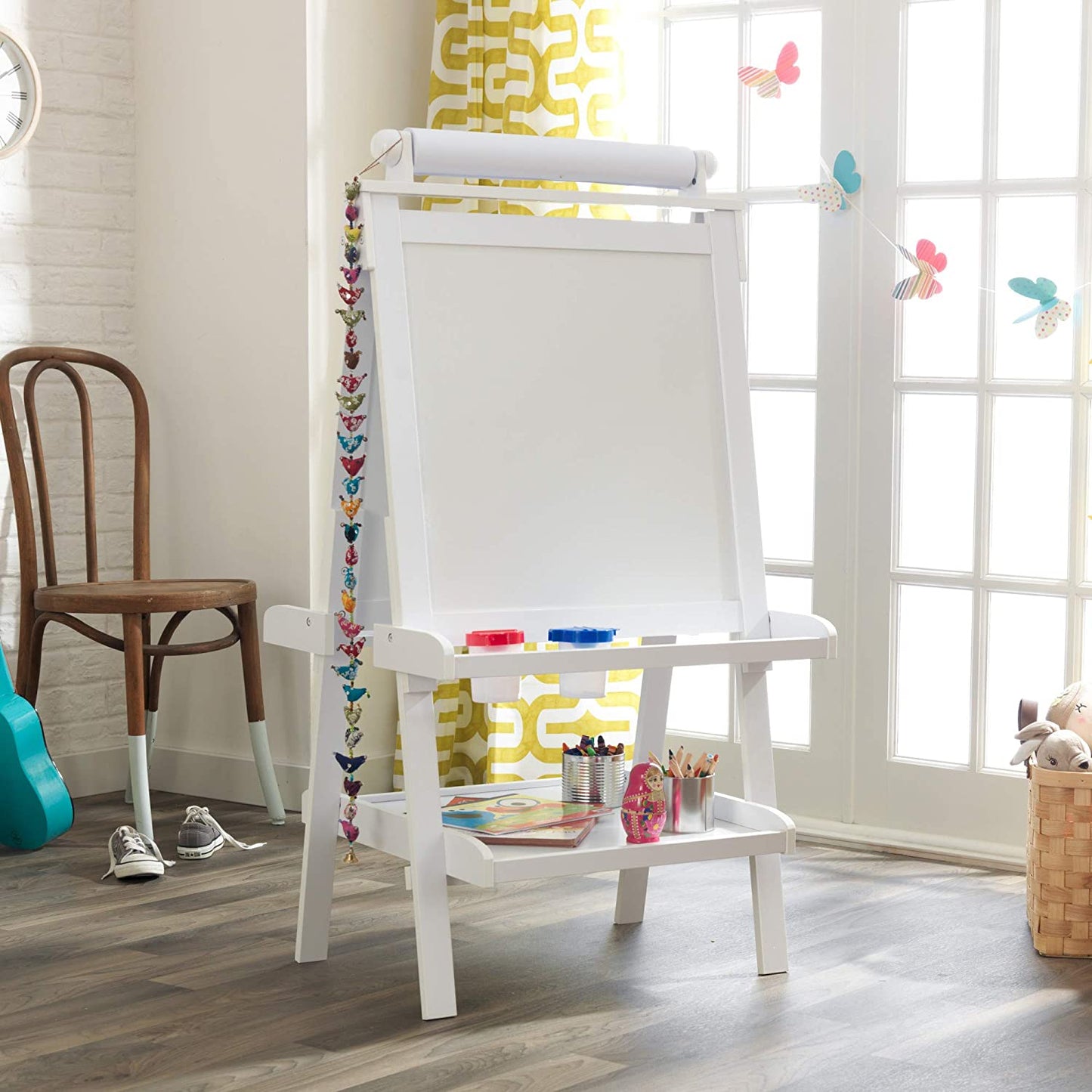 White Deluxe Wood Easel set for kids - image2