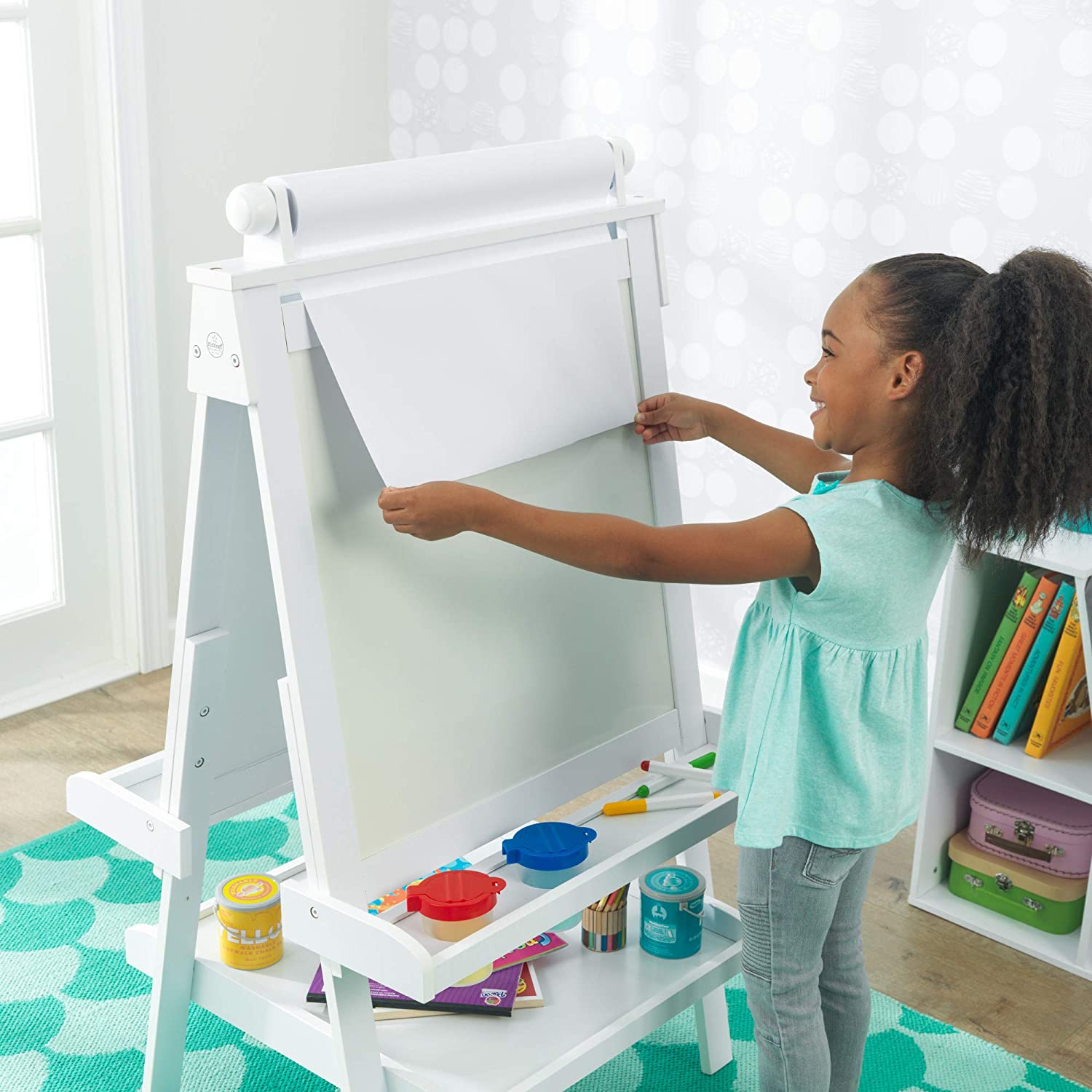 White Deluxe Wood Easel set for kids - image3