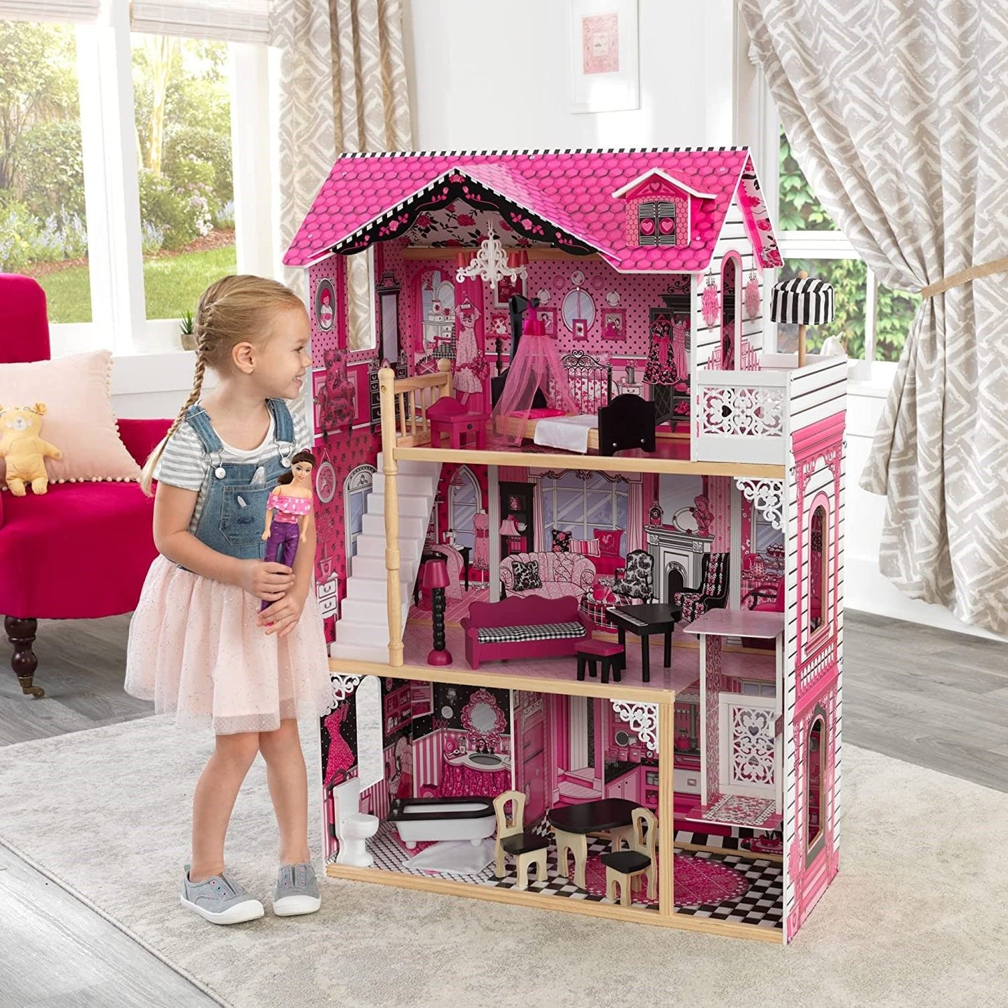 Dollhouse with Furniture for kids 120 x 83 x 40 cm (Model 6) - image2