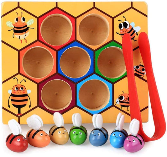 Wooden Bee Toddler Fine Motor Skill Toy - (Montessori Wooden Puzzle Early Learning Preschool Educational Kids) - image1