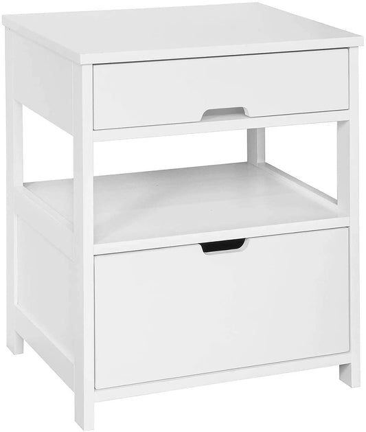 White Bedside Table with 2 Drawers - image1