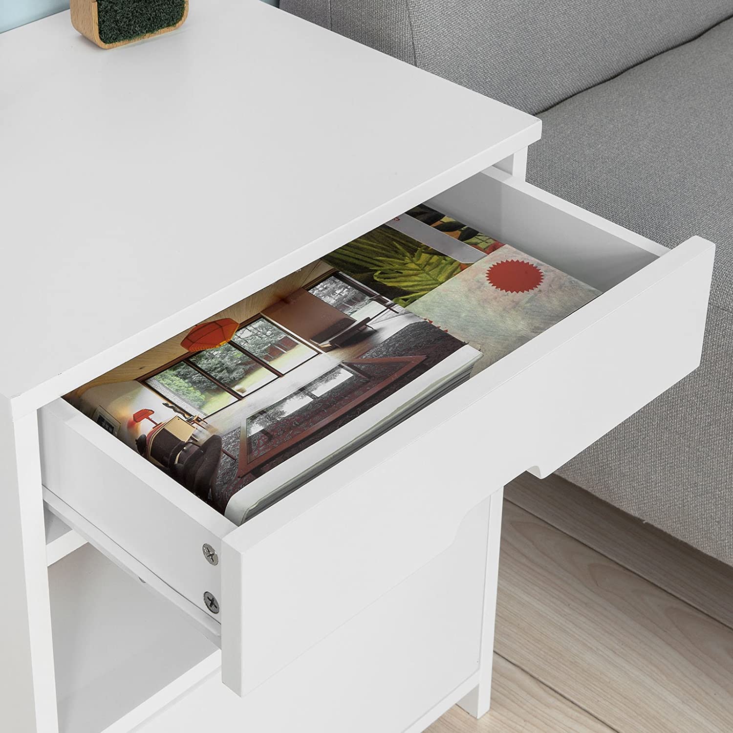 White Bedside Table with 2 Drawers - image6