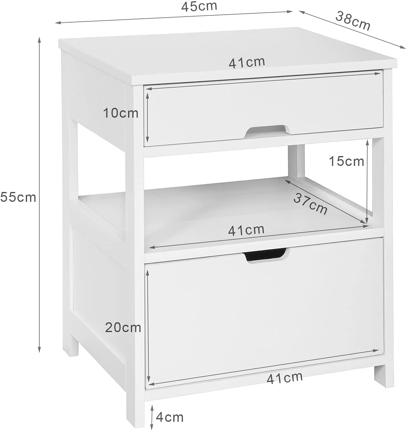 White Bedside Table with 2 Drawers - image7