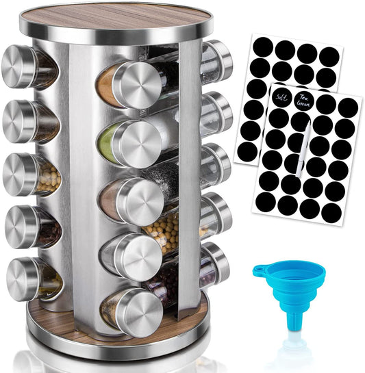 Rotating Spice Rack Organizer with 20 Pieces Jars for Kitchen - image1