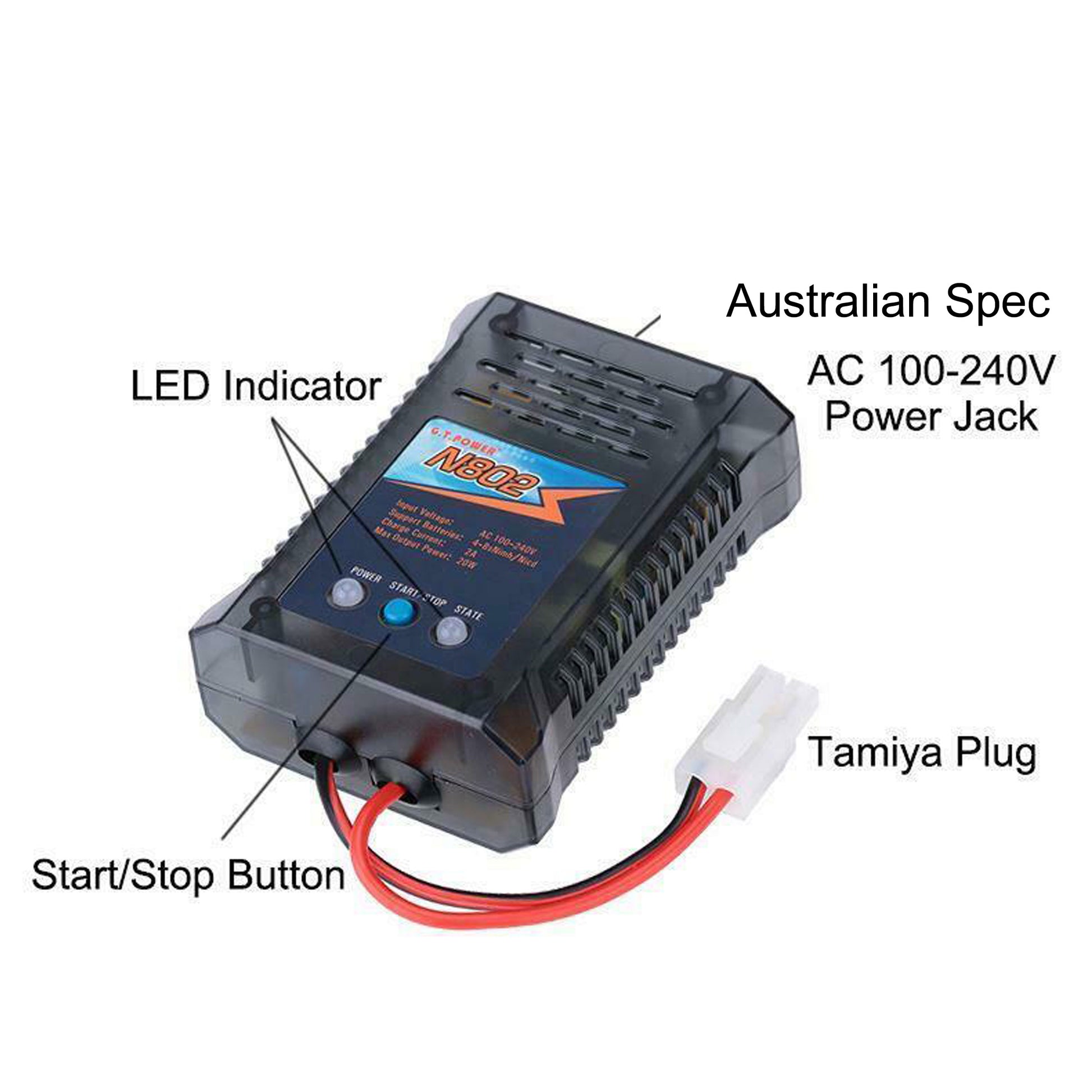 GT Power N802 NiMH NiCd Quick Battery AC Charger RC Hobby 2Amp Tamiya - image3