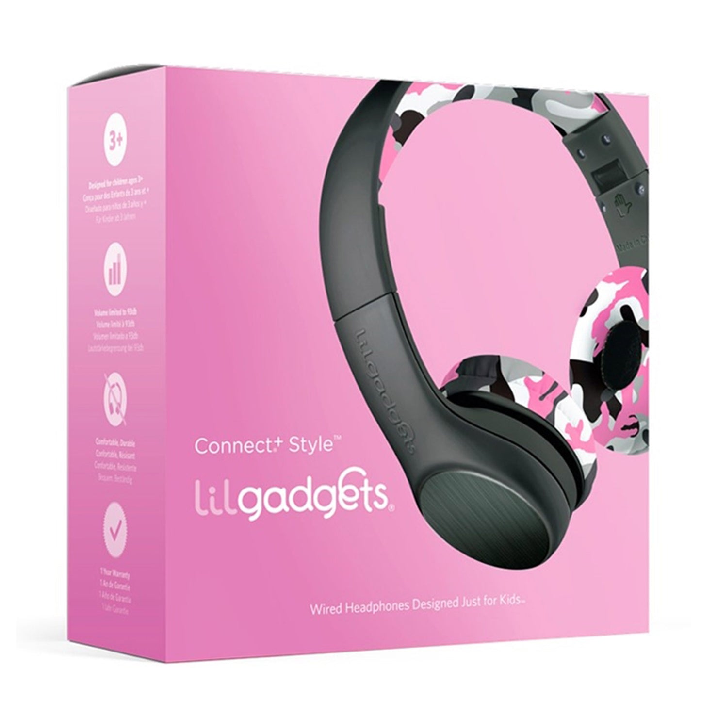 LilGadgets Connect + Childrens Kids Wired Headphones Pink Camo - image5