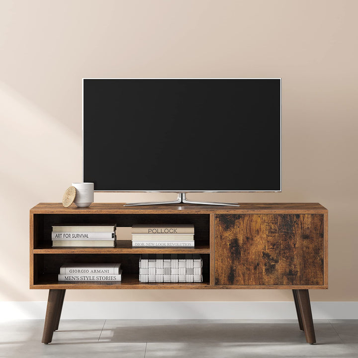 Wooden Look TV Console Stand With Storage Shelf & Cupboard - image3