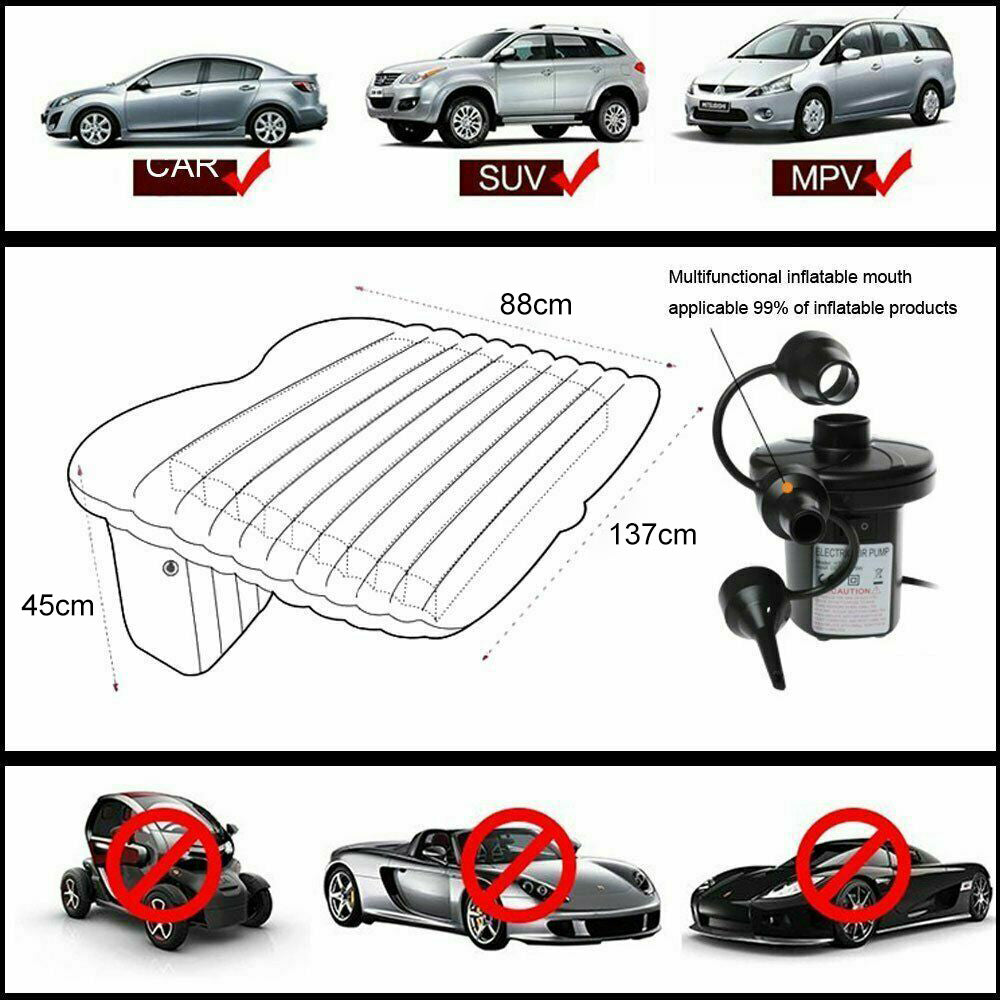 Inflatable Car Back Seat Mattress Portable Camping Travel Air Bed - image3