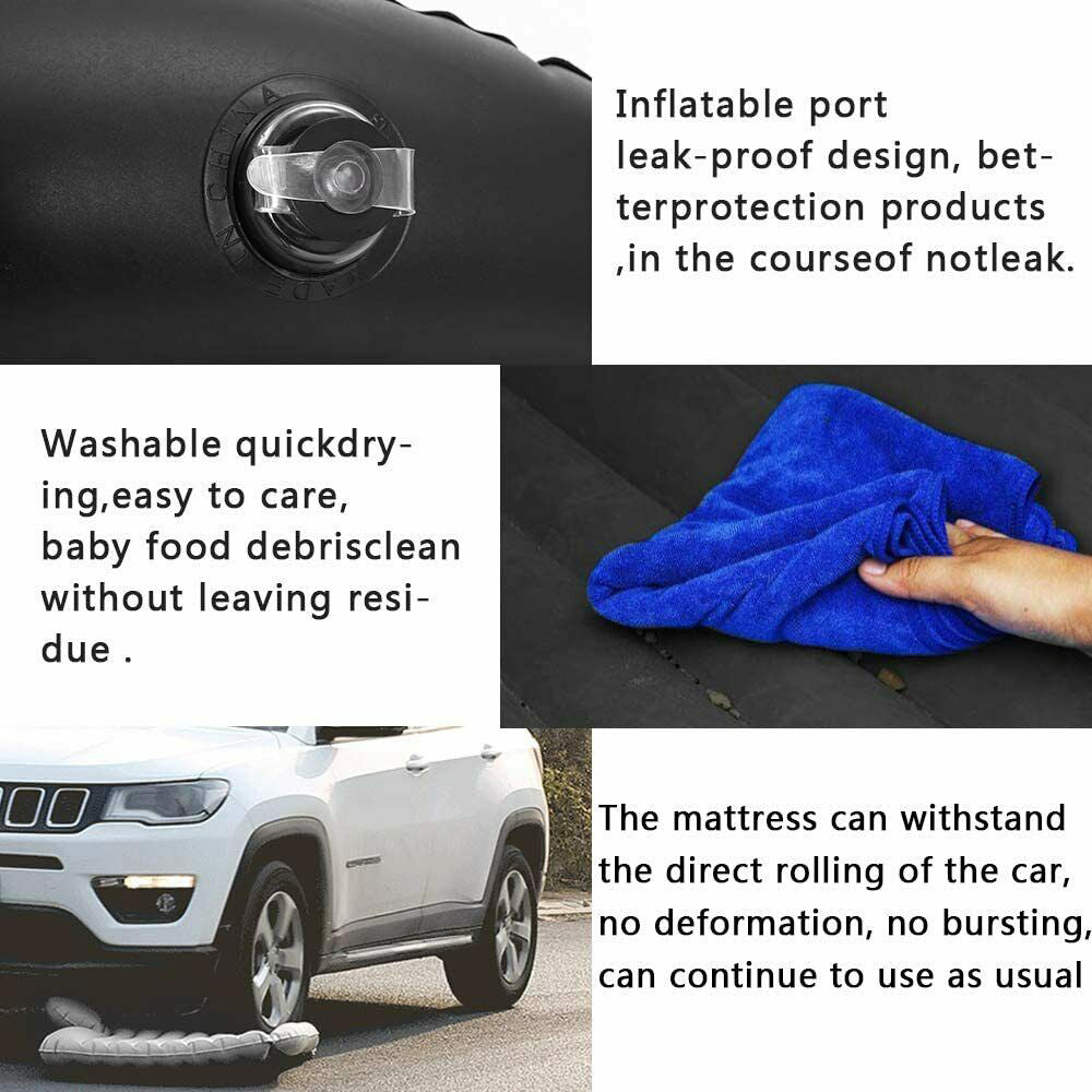 Inflatable Car Back Seat Mattress Portable Camping Travel Air Bed - image6