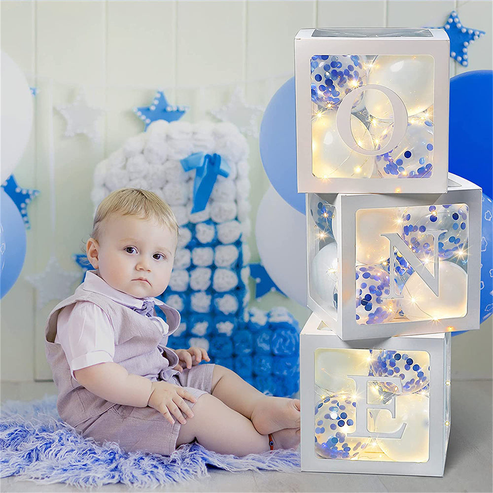 ONE Balloons Box Clear Gift Boxes Gift Birthday Baby Shower Party AU - image5