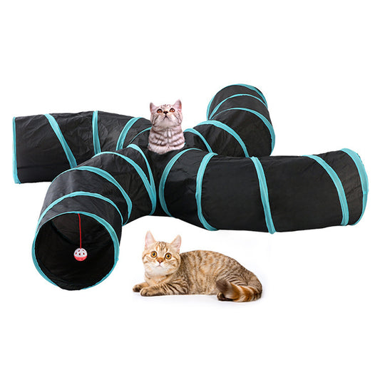 Pet Cat Kitten Puppy 4-Way Tunnel Play Toy Foldable Funny Exercise Tunnel Rabbit - image1