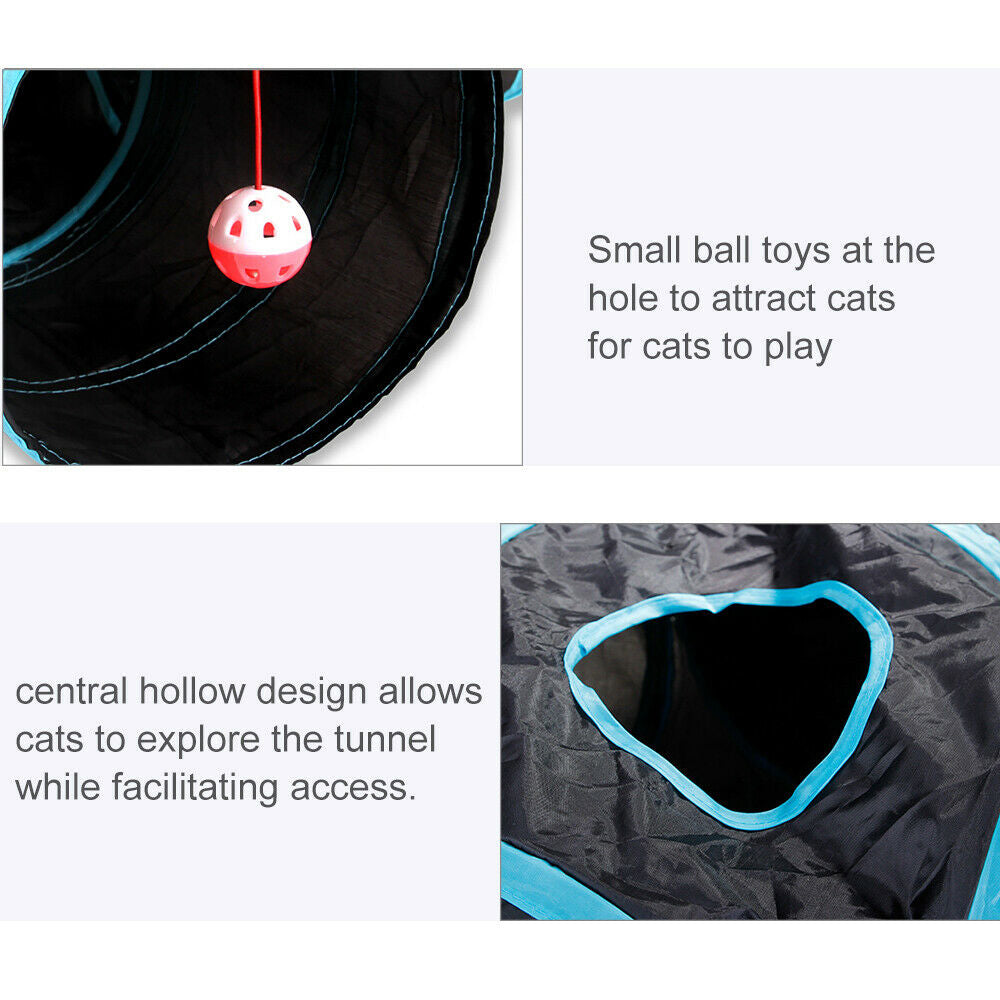 Pet Cat Kitten Puppy 4-Way Tunnel Play Toy Foldable Funny Exercise Tunnel Rabbit - image4