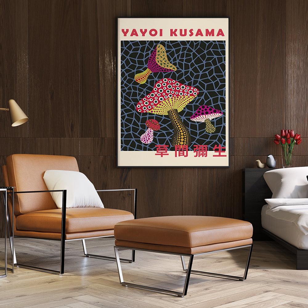 Mushroom By Yayoi Kusama Black Frame Canvas 50cmx70cm - image2