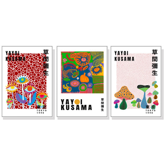 60cmx90cm Wall Art By Yayoi Kusama 3 Sets White Frame Canvas - image1