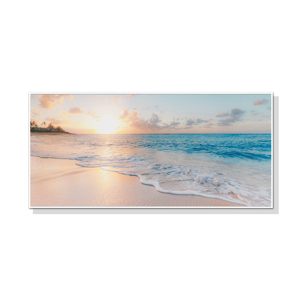 40cmx80cm Ocean and Beach White Frame Canvas - image1